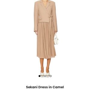 Astr Tan Pleated Dress
